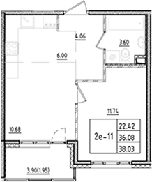 Планировка — ЛесART, 2-комн., 36 м²