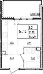 Планировка — ЛесART, Студия, 21 м²