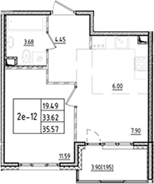 Планировка — ЛесART, 2-комн., 34 м²