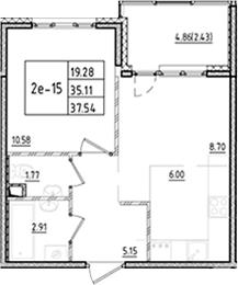 Планировка — ЛесART, 2-комн., 35 м²