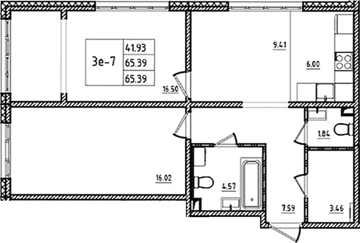 Планировка — ЛесART, 3-комн., 65 м²