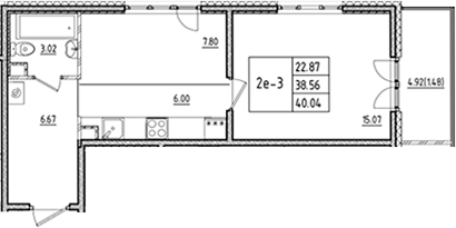 Планировка — ЛесART, 2-комн., 39 м²
