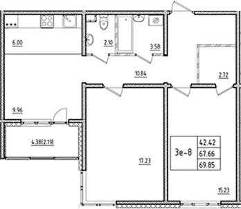 Планировка — ЛесART, 3-комн., 68 м²
