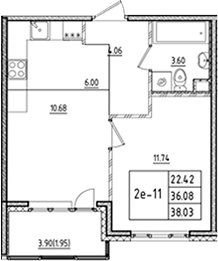 Планировка — ЛесART, 2-комн., 36 м²