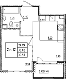 Планировка — ЛесART, 2-комн., 34 м²