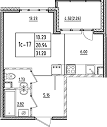Планировка — ЛесART, Студия, 29 м²