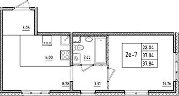 Планировка — ЛесART, 2-комн., 38 м²