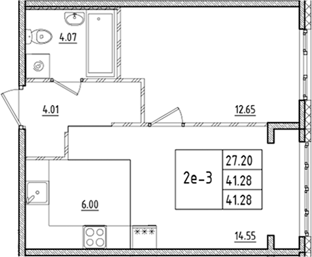 Планировка — ЛесART, 2-комн., 41 м²