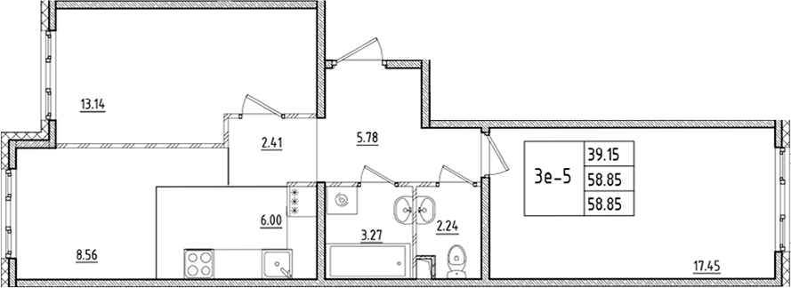 Планировка — ЛесART, 3-комн., 59 м²