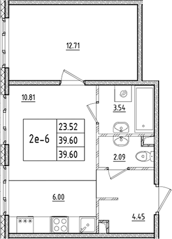 Планировка — ЛесART, 2-комн., 40 м²