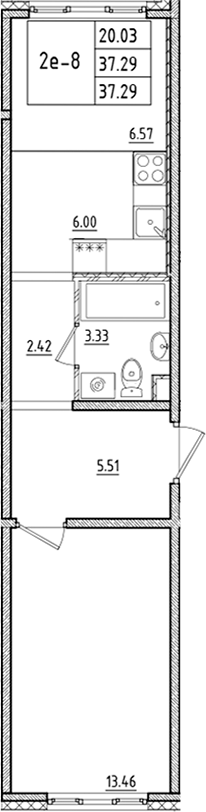 Планировка — ЛесART, 2-комн., 37 м²