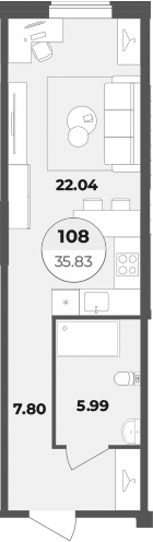 Планировка — Лиговский 127, Студия, 36 м²