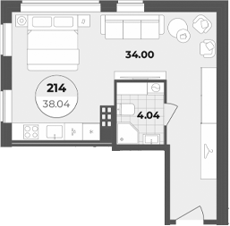 Планировка — Лиговский 127, Студия, 38 м²