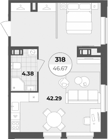 Планировка — Лиговский 127, Студия, 47 м²