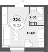 Планировка — Лиговский 127, Студия, 18 м²