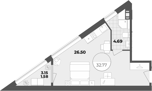 Планировка — Лиговский 127, Студия, 31 м²