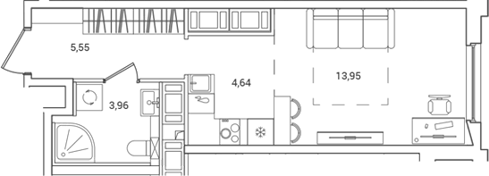 Планировка — OKLA, Студия, 28 м²