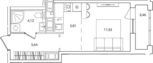 Планировка — OKLA, Студия, 27 м²