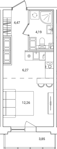 Планировка — OKLA, Студия, 27 м²