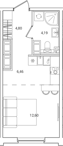 Планировка — OKLA, Студия, 28 м²