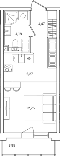 Планировка — OKLA, Студия, 27 м²