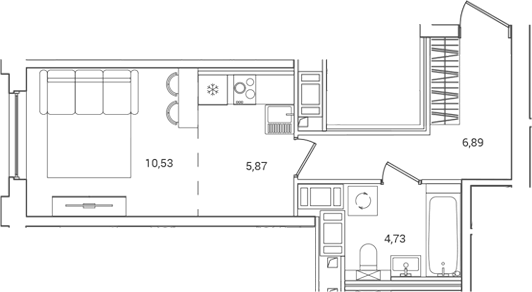 Планировка — OKLA, Студия, 28 м²