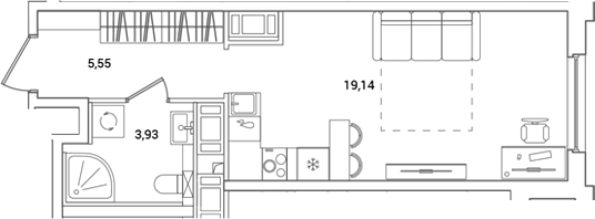 Планировка — OKLA, Студия, 29 м²