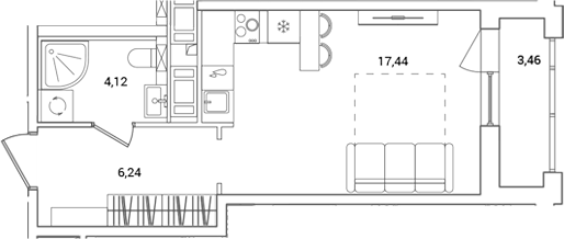 Планировка — OKLA, Студия, 28 м²
