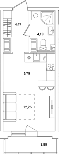 Планировка — OKLA, Студия, 28 м²