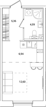 Планировка — OKLA, Студия, 29 м²