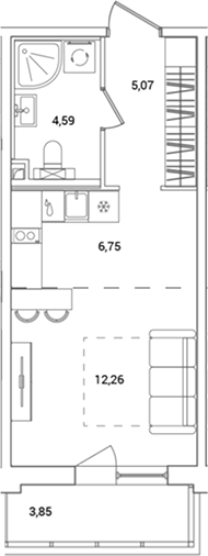 Планировка — OKLA, Студия, 29 м²