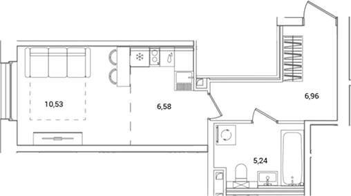 Планировка — OKLA, Студия, 29 м²