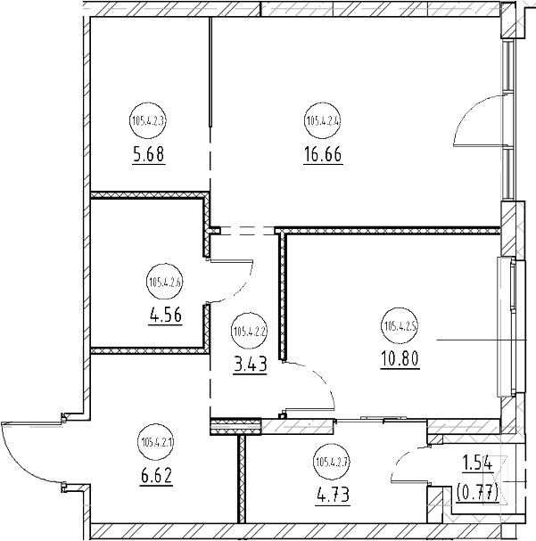 Планировка — Северный ветер, 1-комн., 52 м²