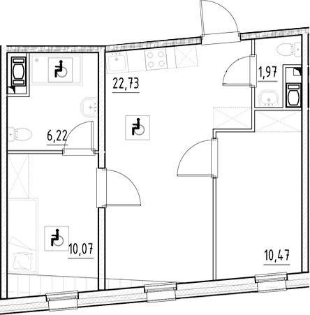 Планировка — Нигилист, 2-комн., 51 м²