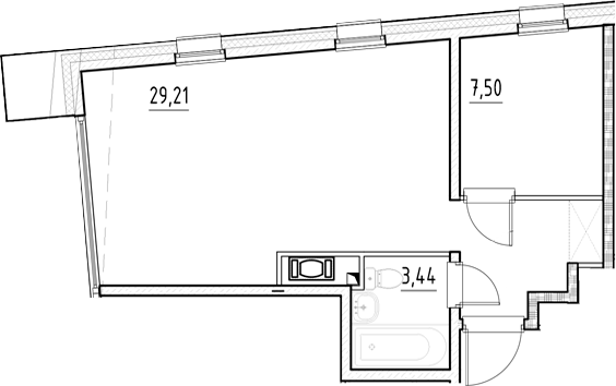 Планировка — Нигилист, 1-комн., 40 м²
