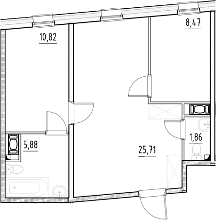 Планировка — Нигилист, 2-комн., 53 м²