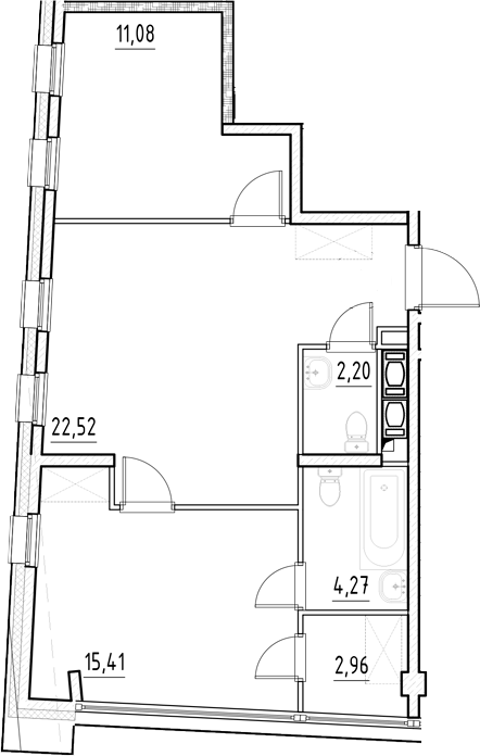 Планировка — Нигилист, 2-комн., 58 м²