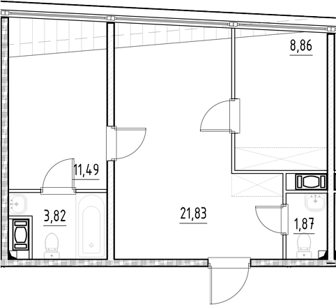 Планировка — Нигилист, 2-комн., 48 м²