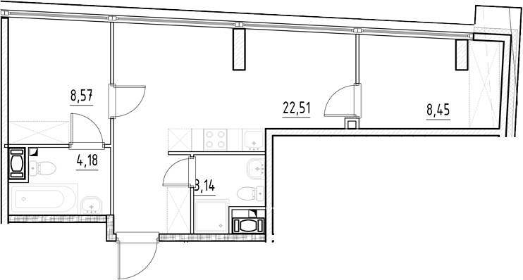 Планировка — Нигилист, 2-комн., 47 м²