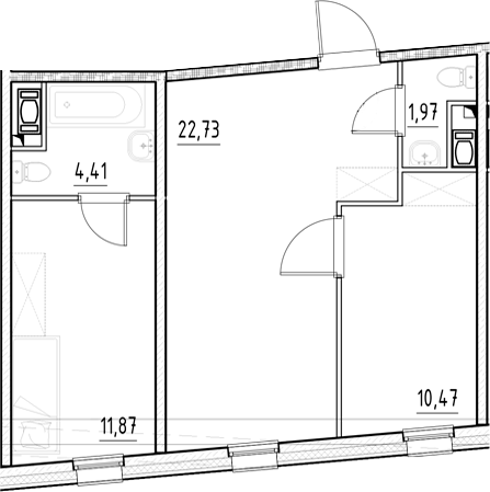 Планировка — Нигилист, 2-комн., 51 м²