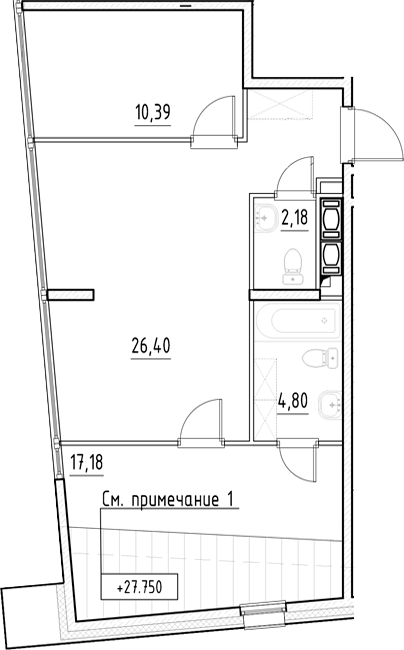 Планировка — Нигилист, 2-комн., 61 м²