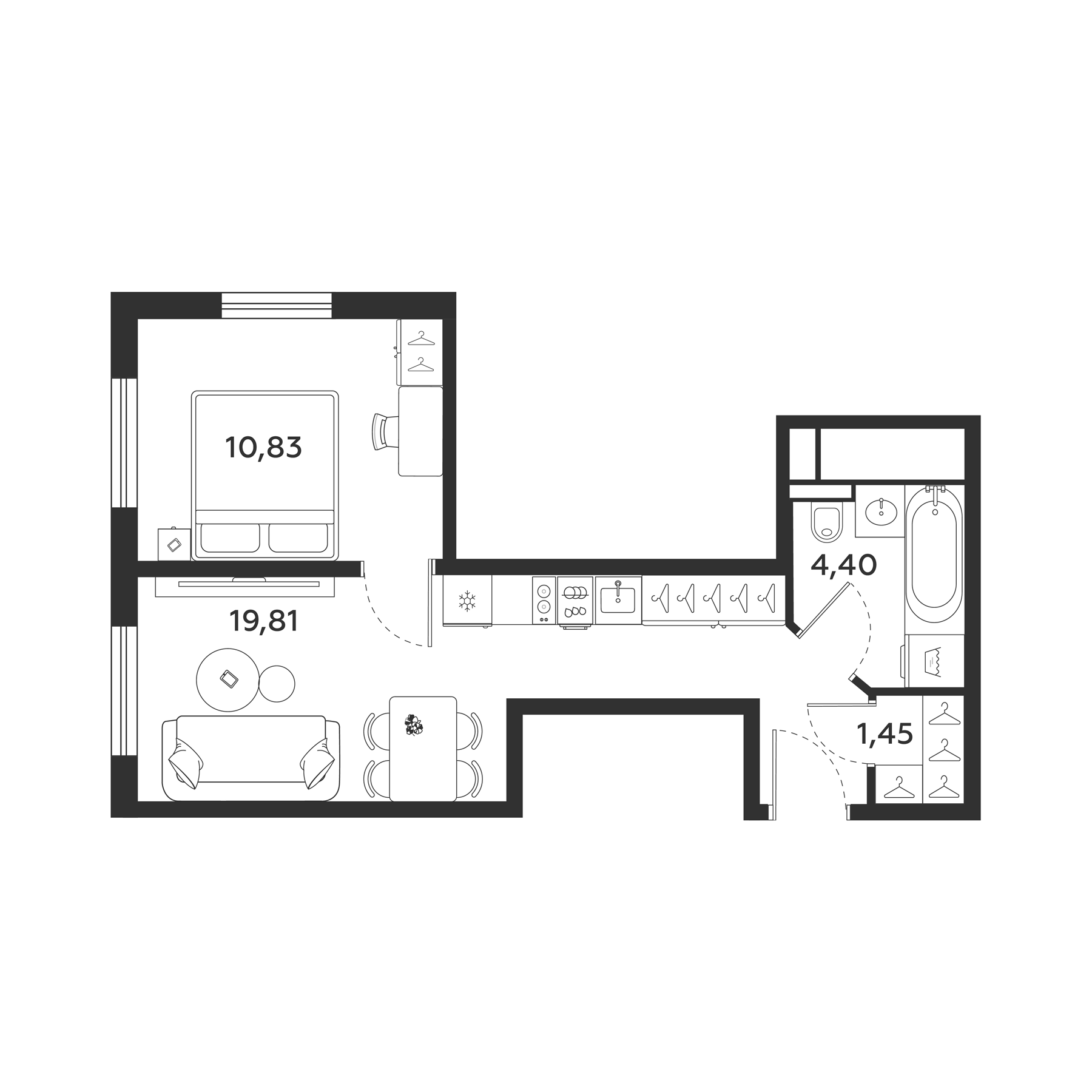 Планировка — МФК SAAN, 1-комн., 36 м²
