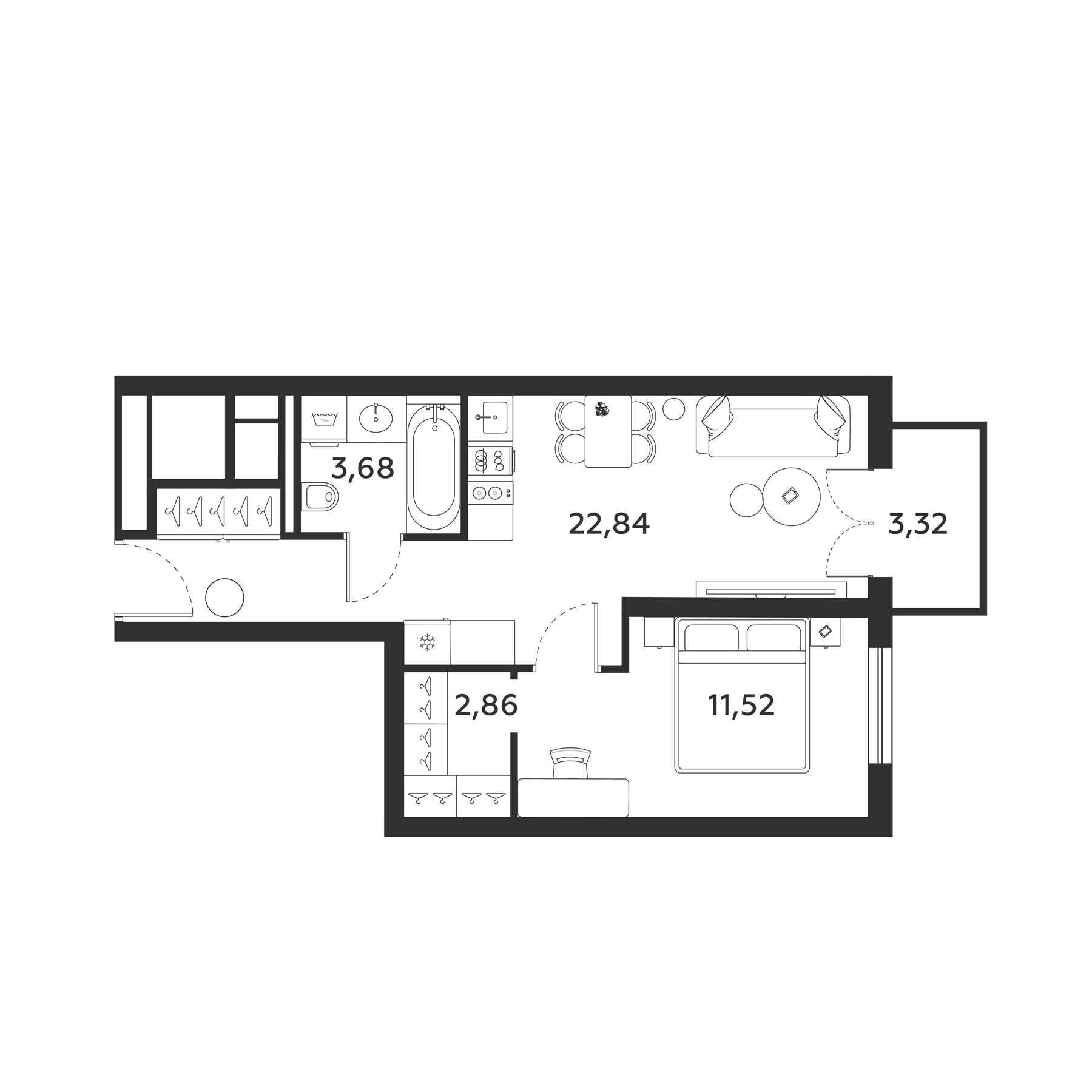 Планировка — МФК SAAN, 1-комн., 41 м²