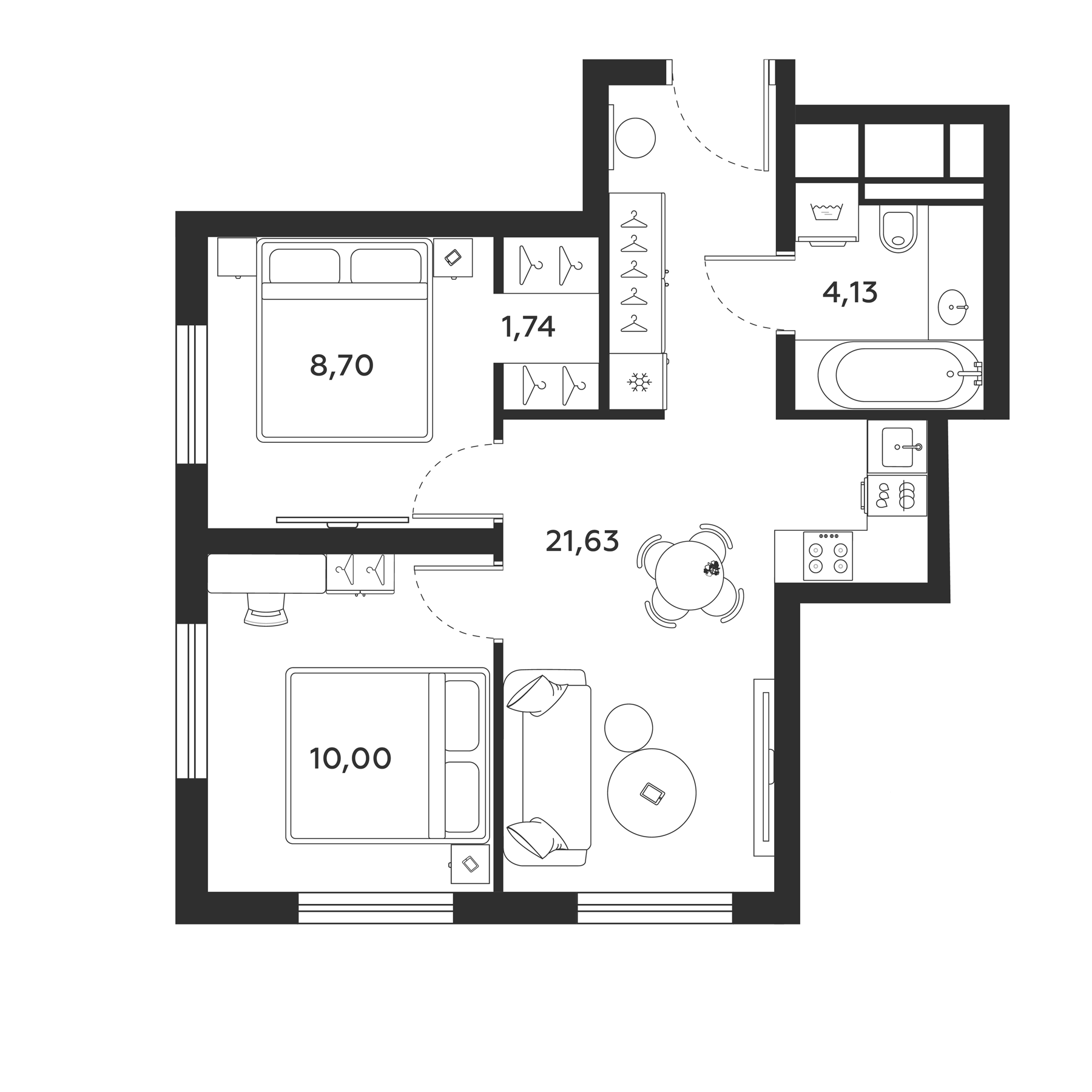 Планировка — МФК SAAN, 2-комн., 46 м²