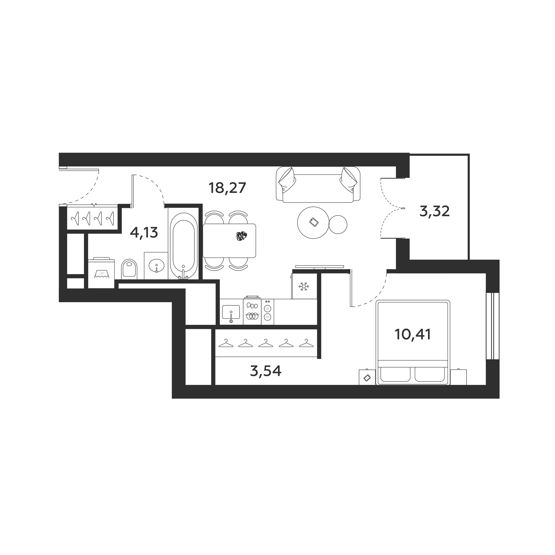 Планировка — МФК SAAN, 1-комн., 36 м²