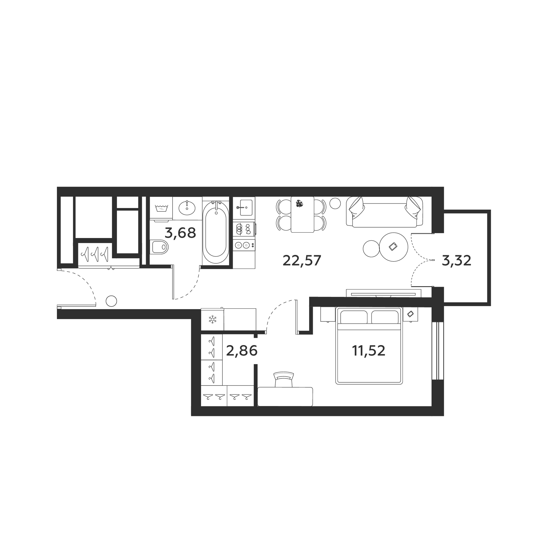 Планировка — МФК SAAN, 1-комн., 41 м²