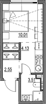Планировка — Новая земля, Студия, 20 м²