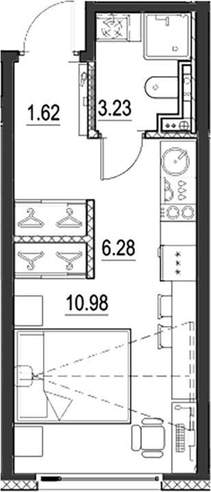 Планировка — Новая земля, Студия, 22 м²