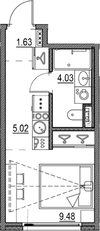 Планировка — Новая земля, Студия, 20 м²