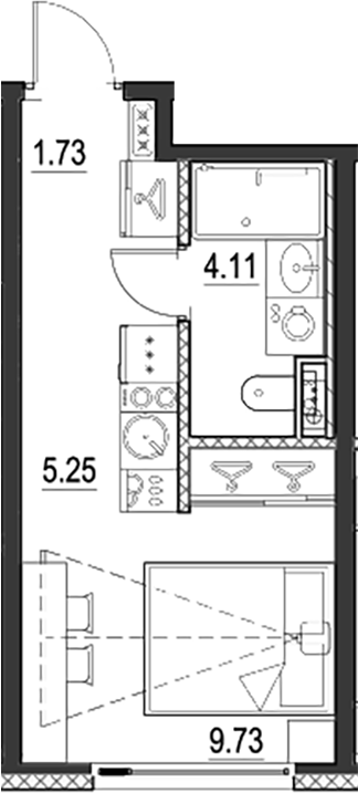 Планировка — Новая земля, Студия, 21 м²